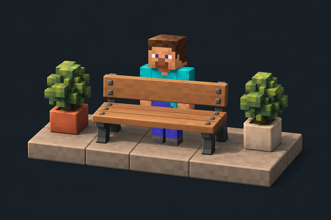 Both layers combined, with the bench covering Steve's body.